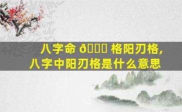 八字命 🐎 格阳刃格,八字中阳刃格是什么意思